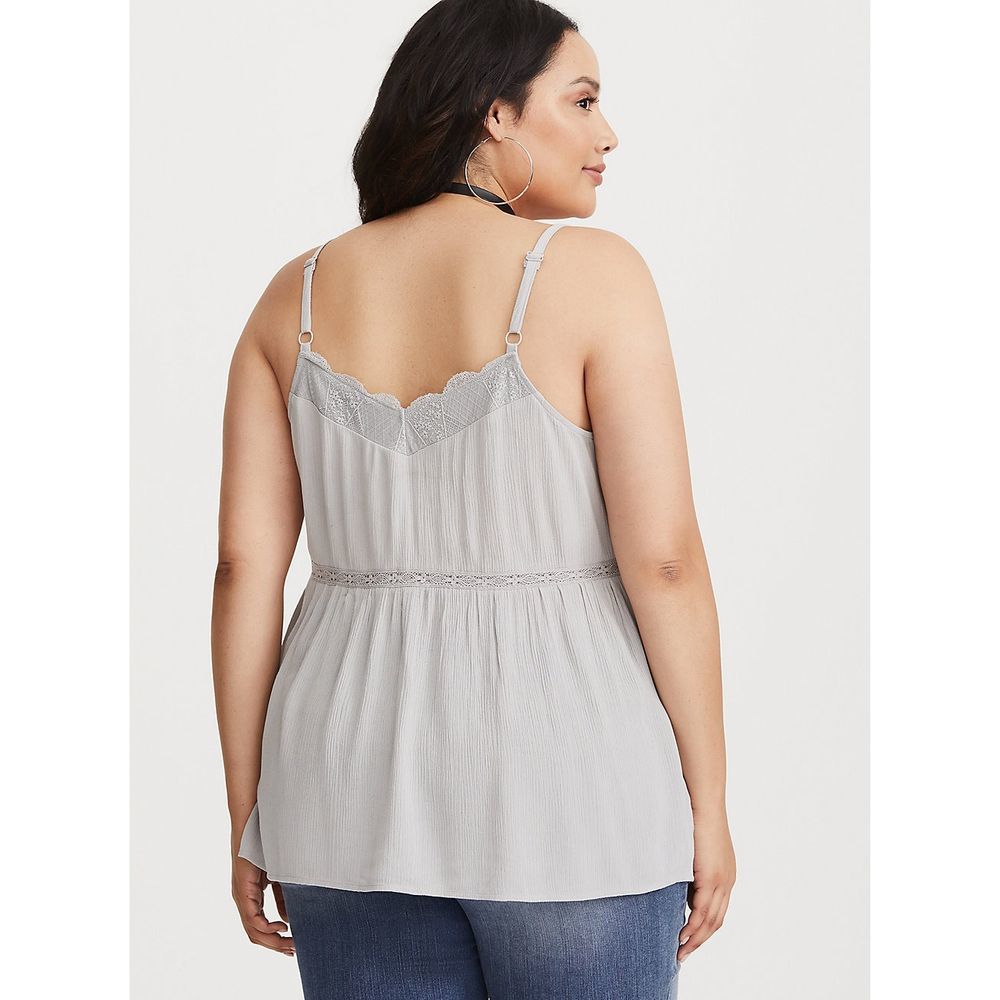 Size 00X NWT Torrid Gauze Lace Inset Cami Tank Top - Picture 2 of 3